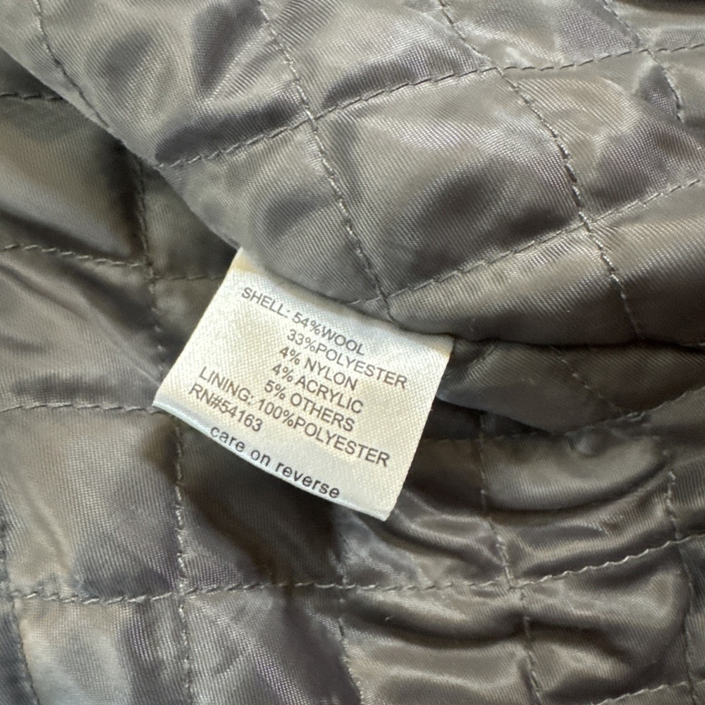 Calvin Klein Men's Charcoal Wool Zip‎ Snap Jacket - Quilt Lined Coat Men's Sz XL - Picture 10 of 10